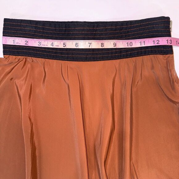 CASASOLA Brown Silk Blend Stretch Midi Full A-Line Skirt Women Sz 40 Small Italy - Picture 6 of 12